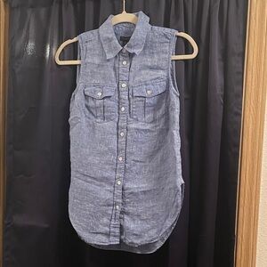 Talbots sleeveless linen boyfriend shirt size XS
